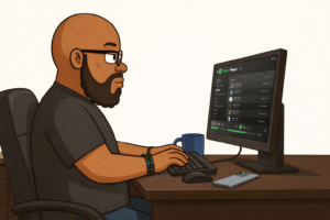 Hey Uncle Tuck is at the computer